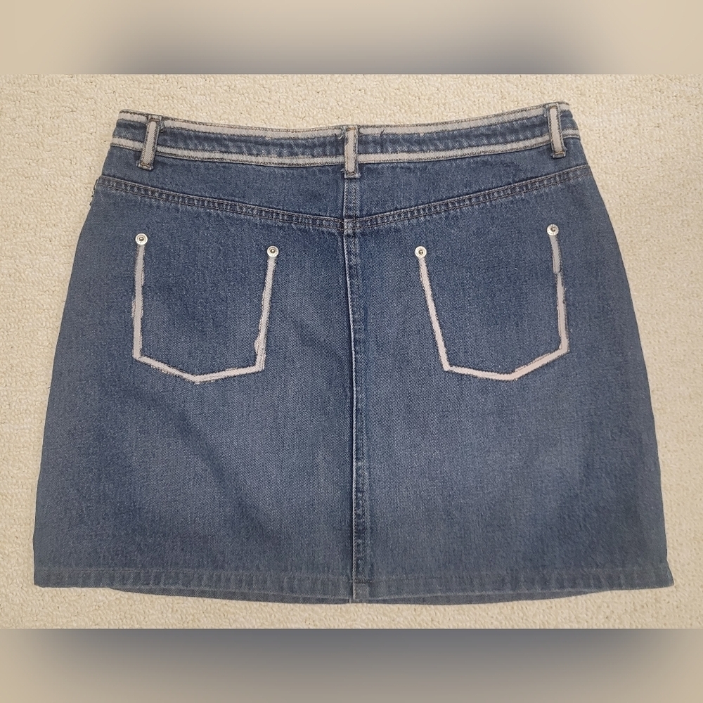 Camp Jeans Beverly Hills Mini Skirt XL Juniors Zipper Fly Nice Condition - Picture 3 of 3